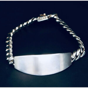 Sterling Silver 925 Engravable ID Bracelet • 7” Miami Cuban Link • 29g